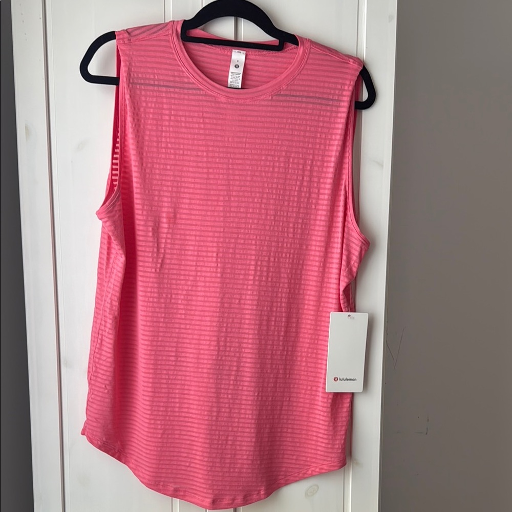 lululemon athletica Brunswick Pink Muscle tank sheer stripe size 8